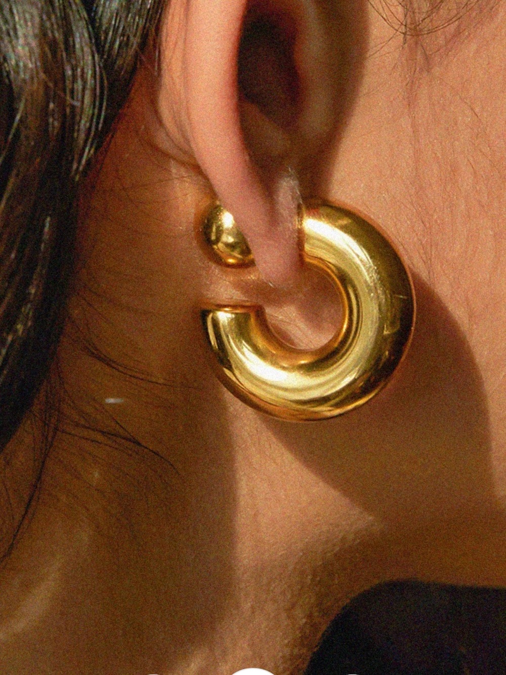 Gold Hoop and Ball Clip-On Earrings - Bold Chunky Style